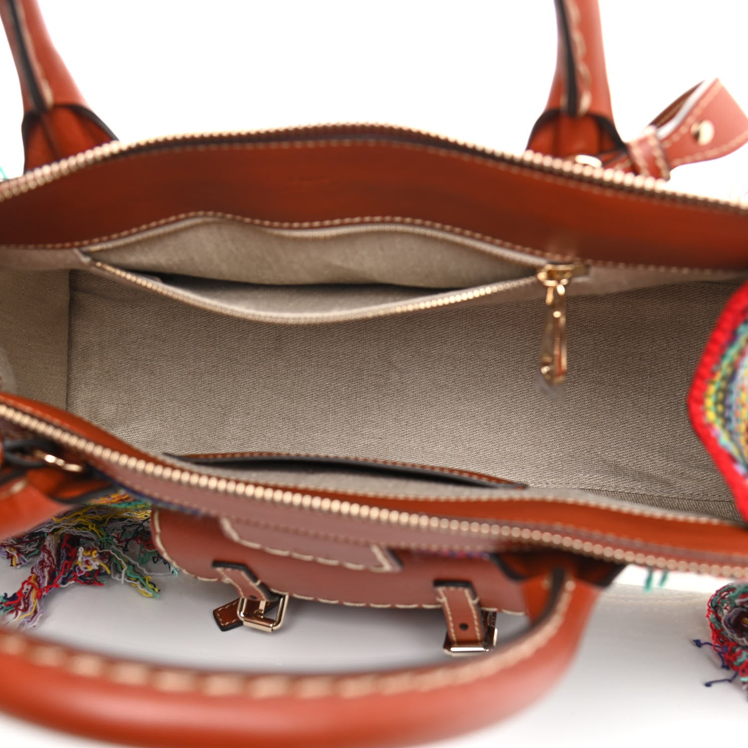 Chloe Calfskin Cashmere Knit Fringe Medium Edith Tote Multicolor 4 of 12