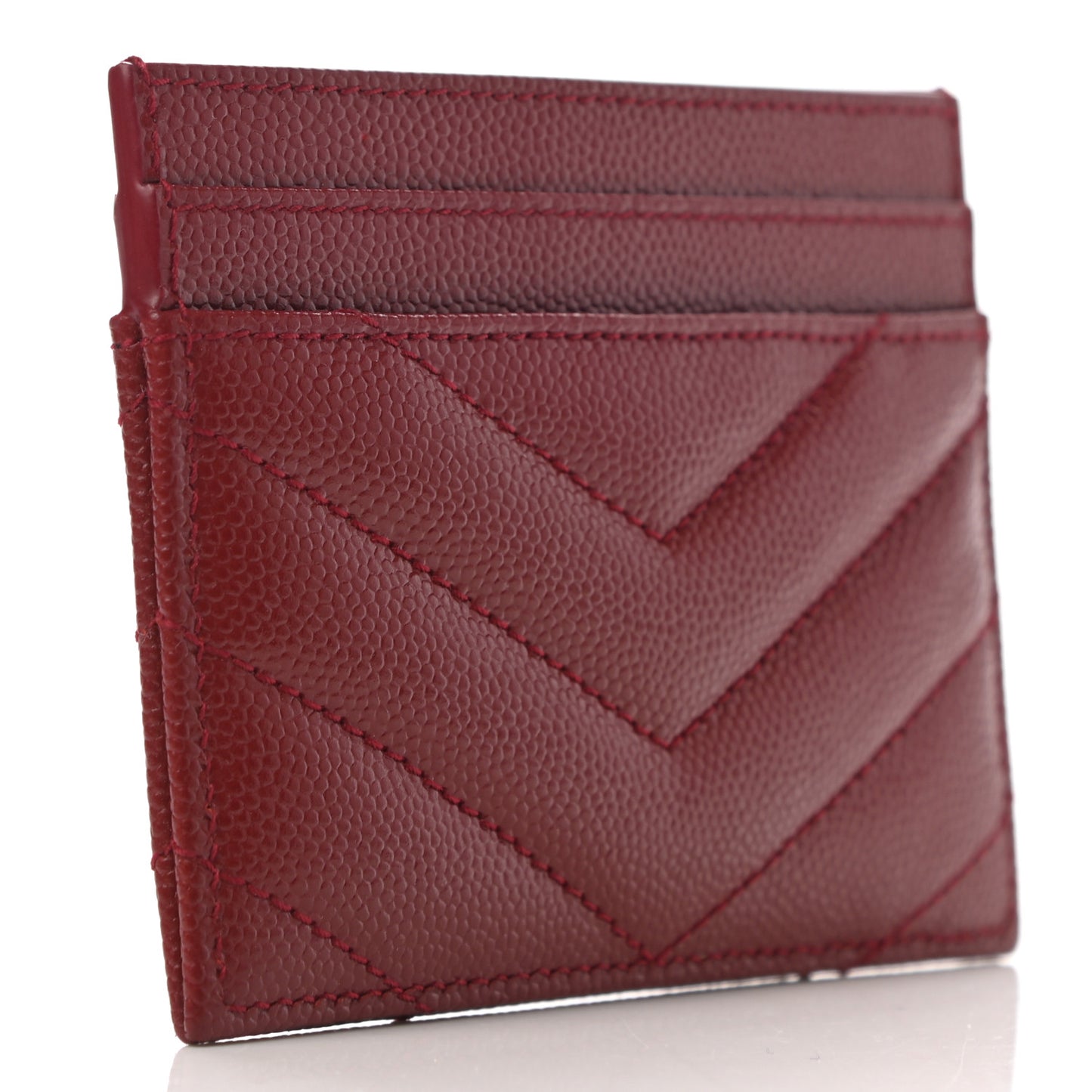 Grain De Poudre Matelasse Chevron Monogram Credit Card Case Opyum Red