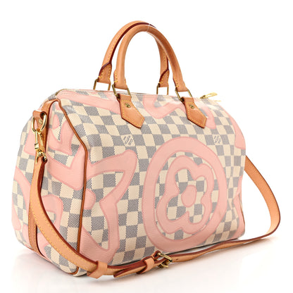 Louis Vuitton Damier Azur Tahitienne Speedy Bandouliere 30 Rose Ballerine 3 of 14