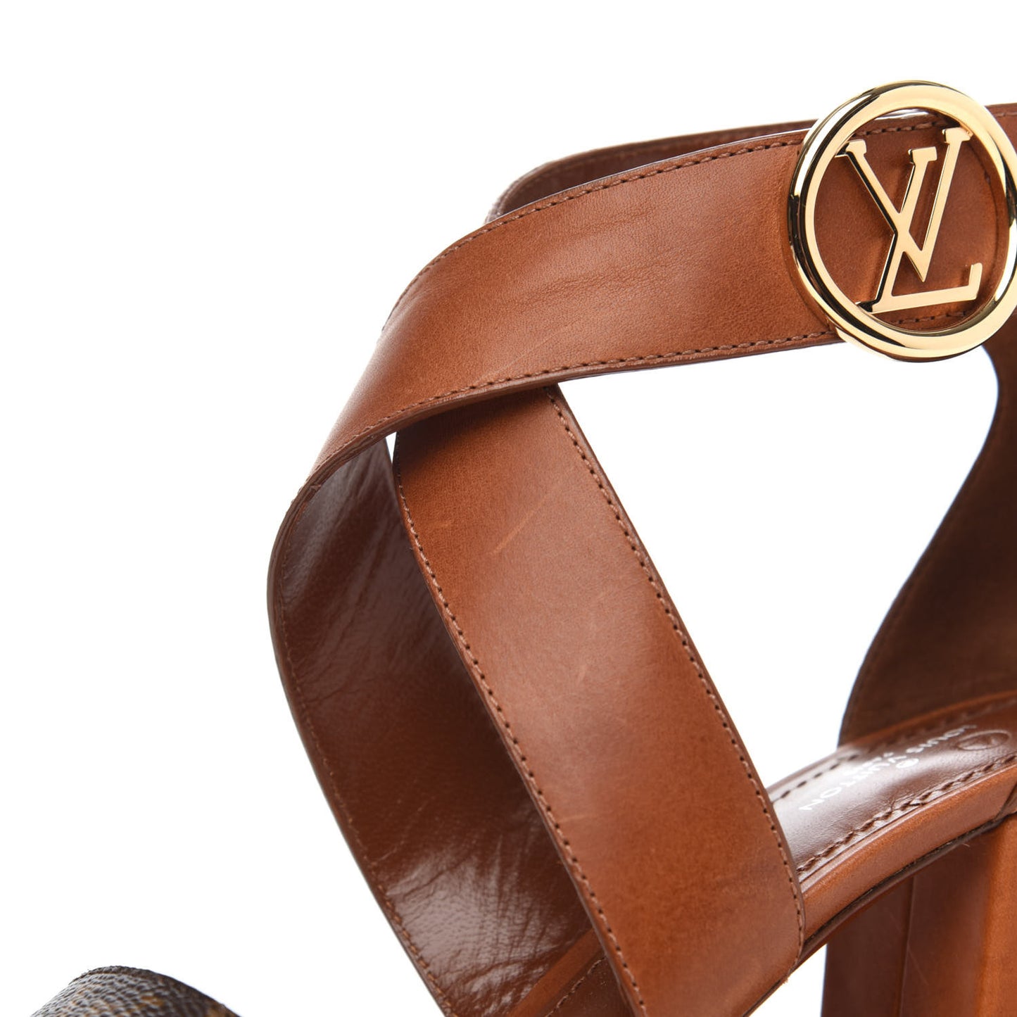 Calfskin Monogram Horizon Sandals 37 Cognac Brown