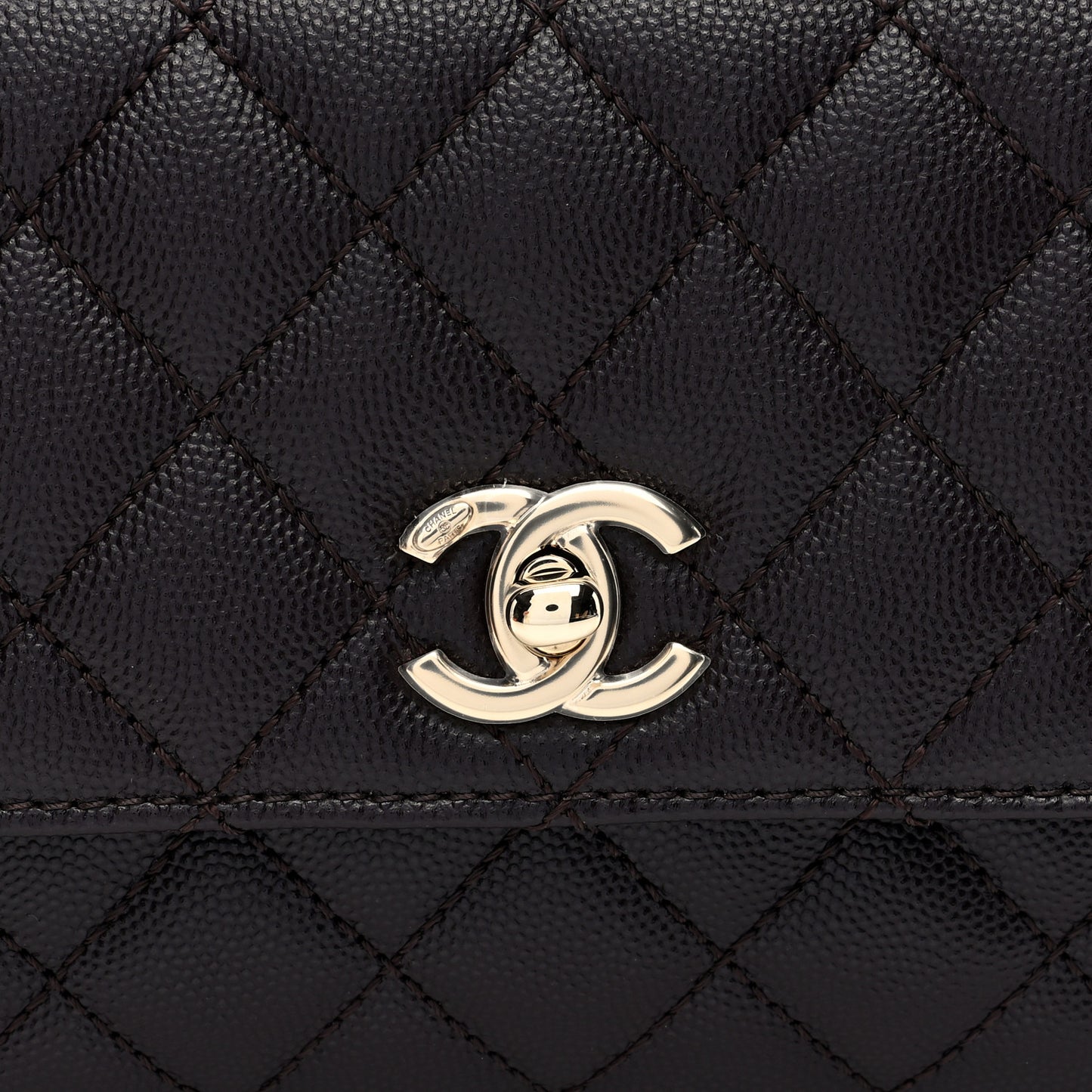 Caviar Quilted Mini Coco Handle Flap Dark Brown