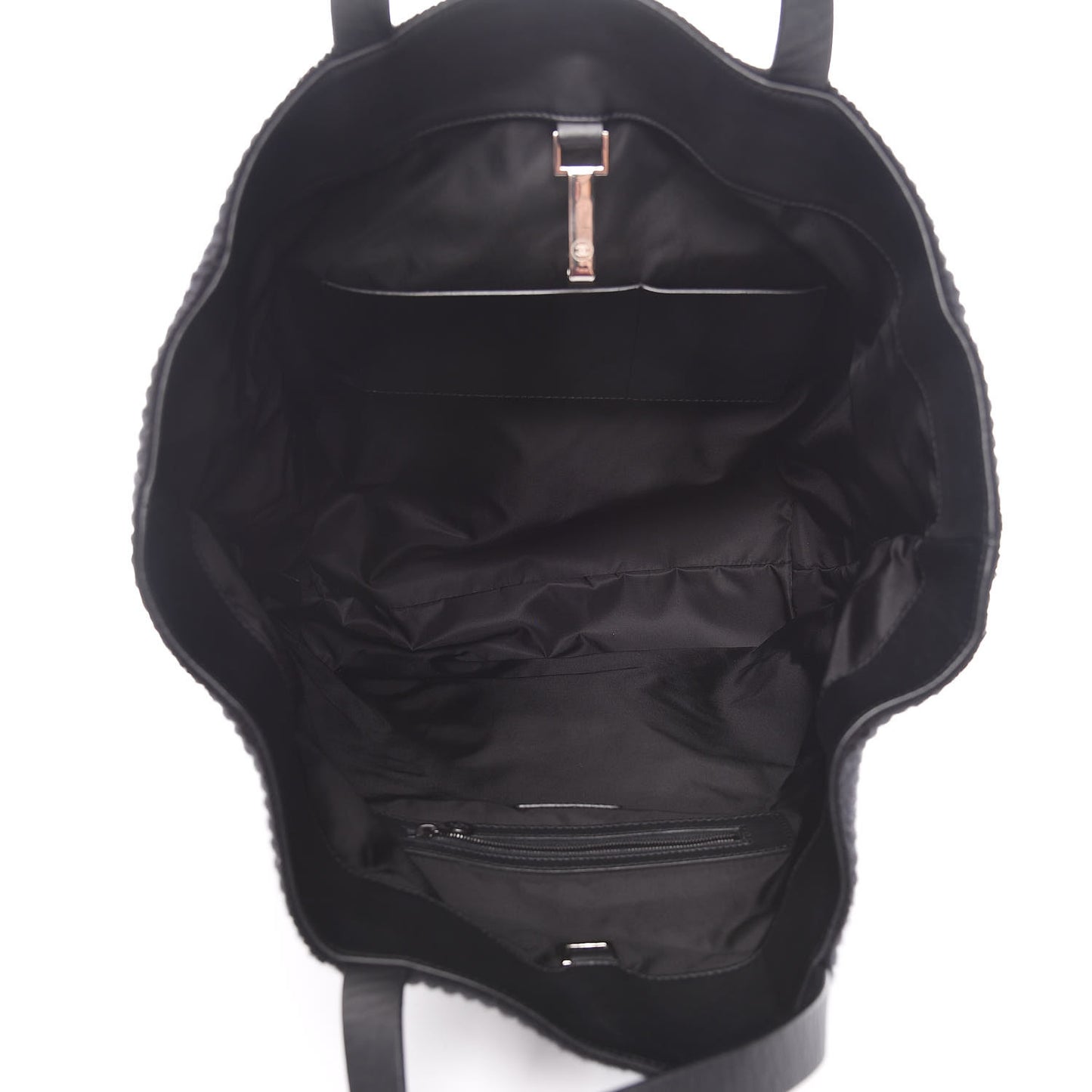 Wool Calfskin Sport North South Tote Black