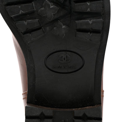 Chanel Calfskin Quilted CC Boots 37.5 Brown 8 of 16