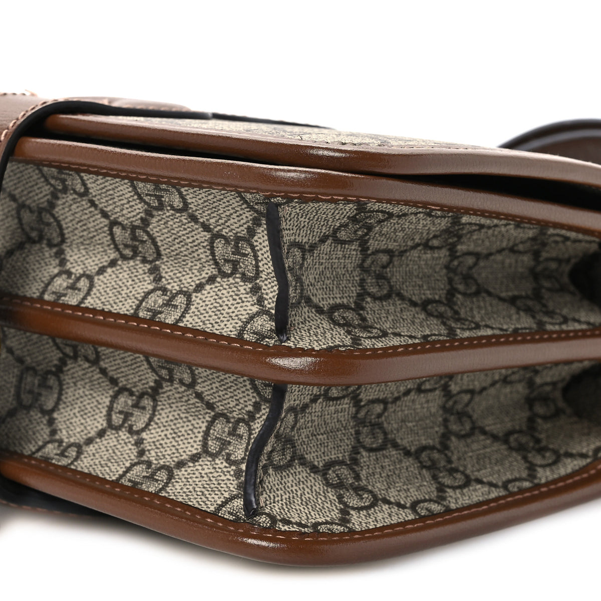 GG Supreme Monogram Azalea Calfskin Mini Retro Interlocking G Flap Shoulder Bag Beige Ebony Brown Sugar