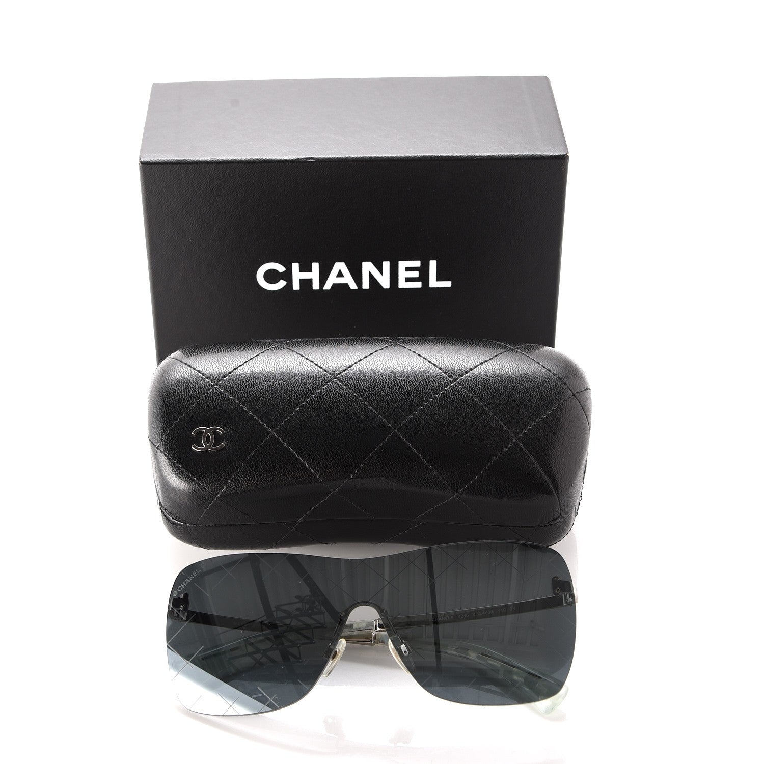 Chanel Shield Runway Sunglasses 4215 Silver Blue Mirror 7 of 7