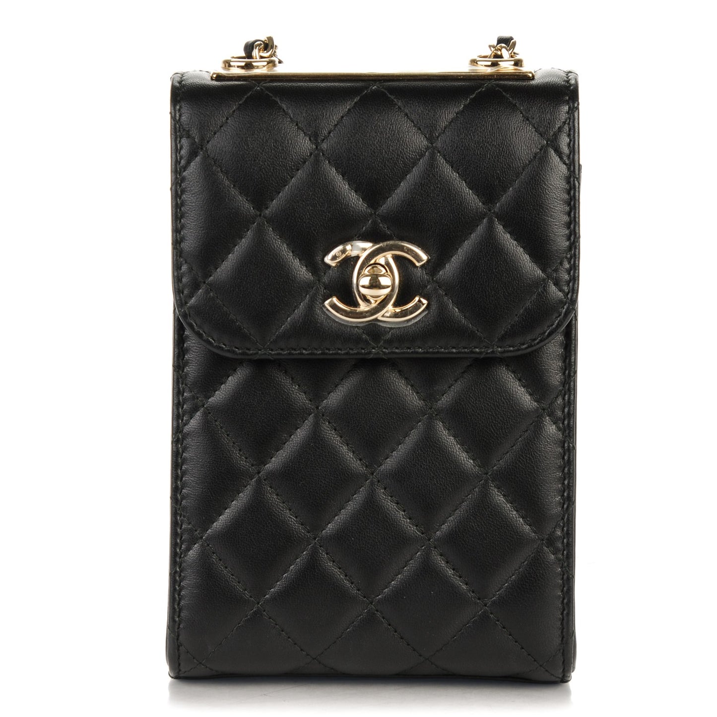 Lambskin Quilted Trendy CC Phone Holder Black