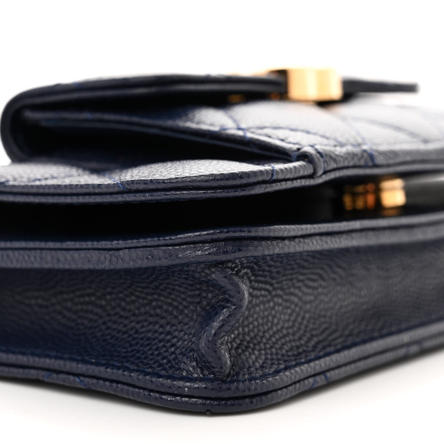 Chanel Caviar Quilted Pocket Twins Clutch With Chain Navy Blue 10 of 12
