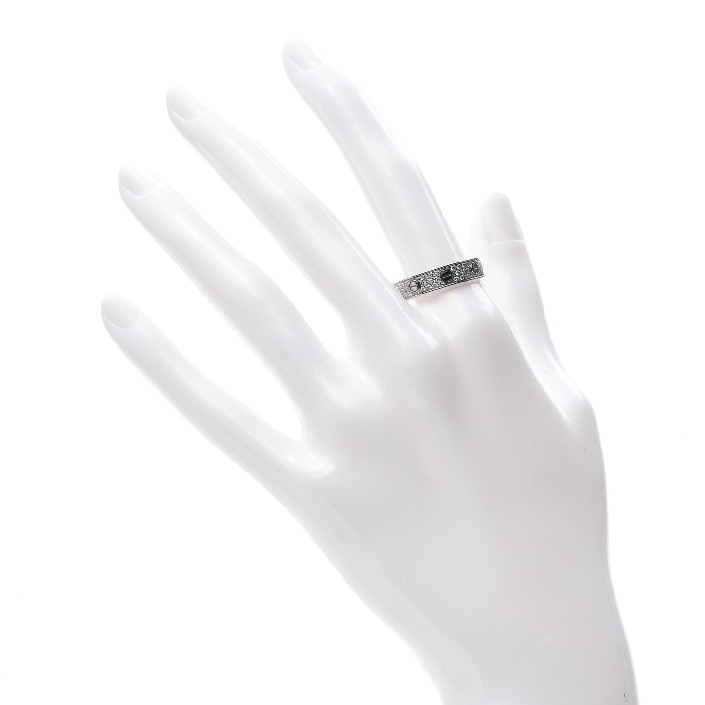 18K White Gold Diamond 4mm LOVE Wedding Paved Band Ring 57 8