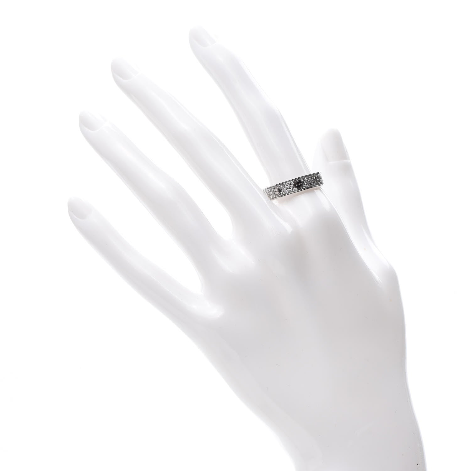 Cartier 18K White Gold Diamond 4mm LOVE Wedding Paved Band Ring 57 8 2 of 4
