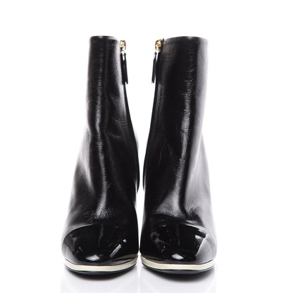 Chanel Crumpled Patent Calfskin Cap Toe Short Boots 39 Black 2 of 8