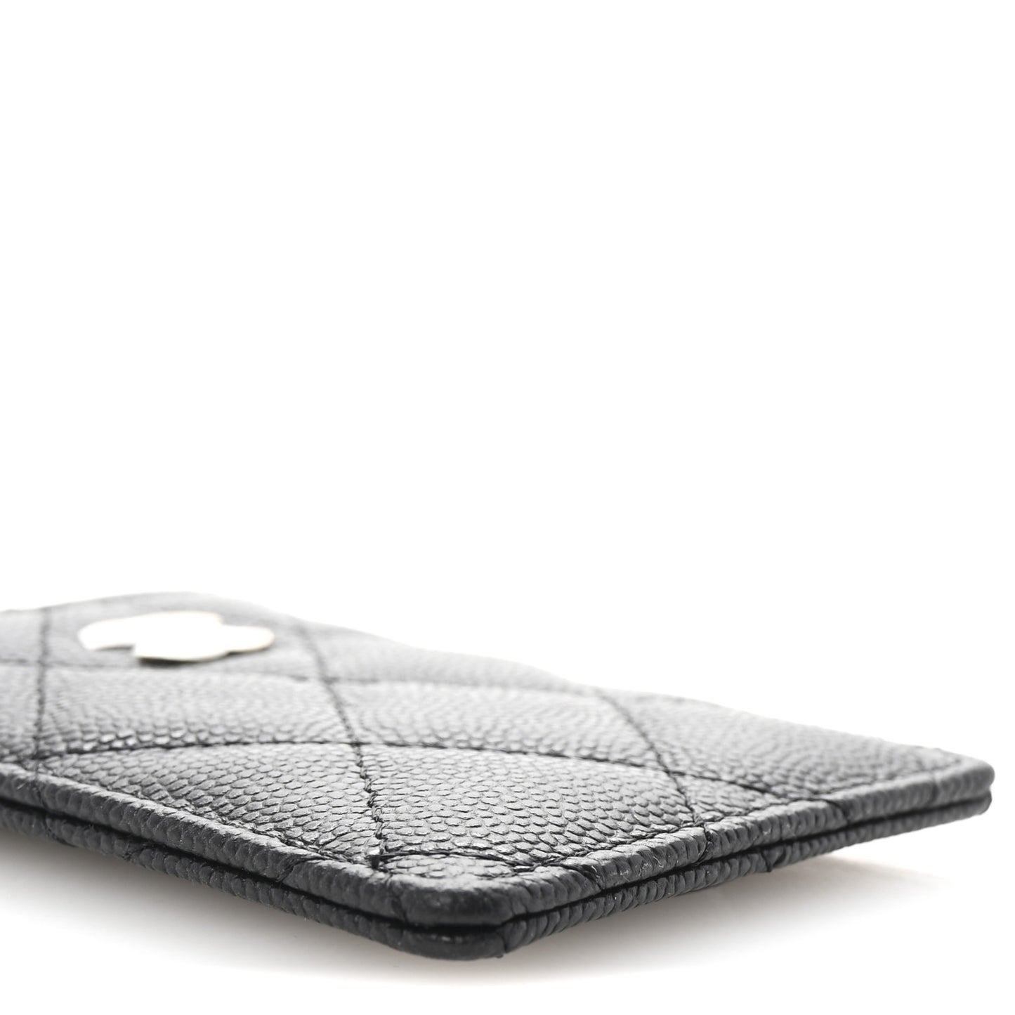 Caviar Quilted Card Holder On Chain Black