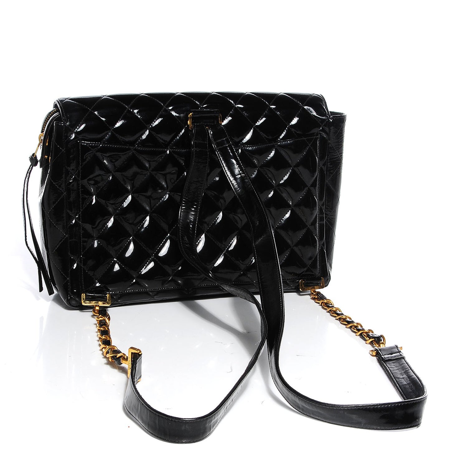 Patent Quilted Flap Backpack Black