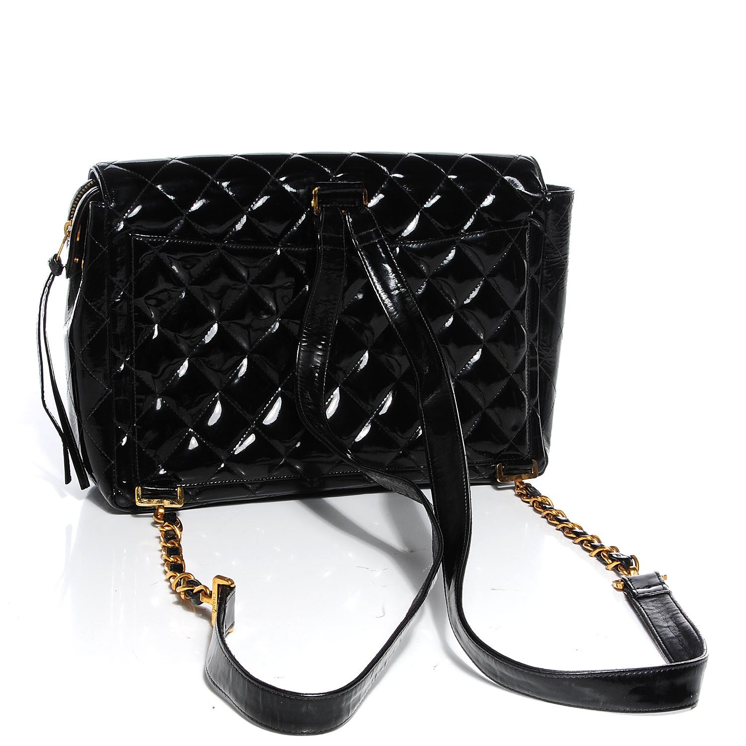 Chanel Patent Quilted Flap Backpack Black 3 of 9