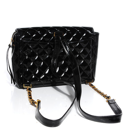 Chanel Patent Quilted Flap Backpack Black 3 of 9