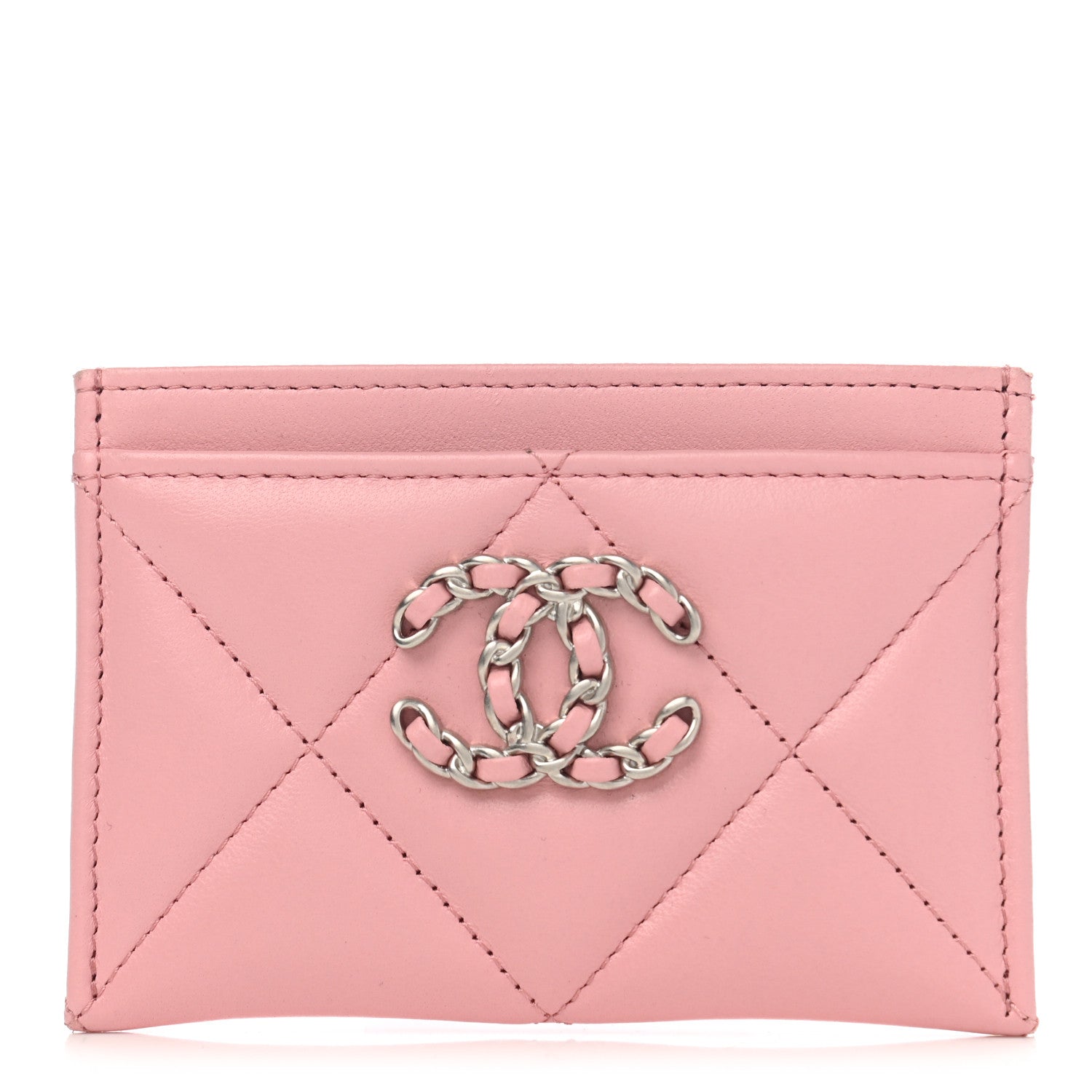 Chanel Lambskin Quilted Chanel 19 Card Holder Light Pink 1 of 9