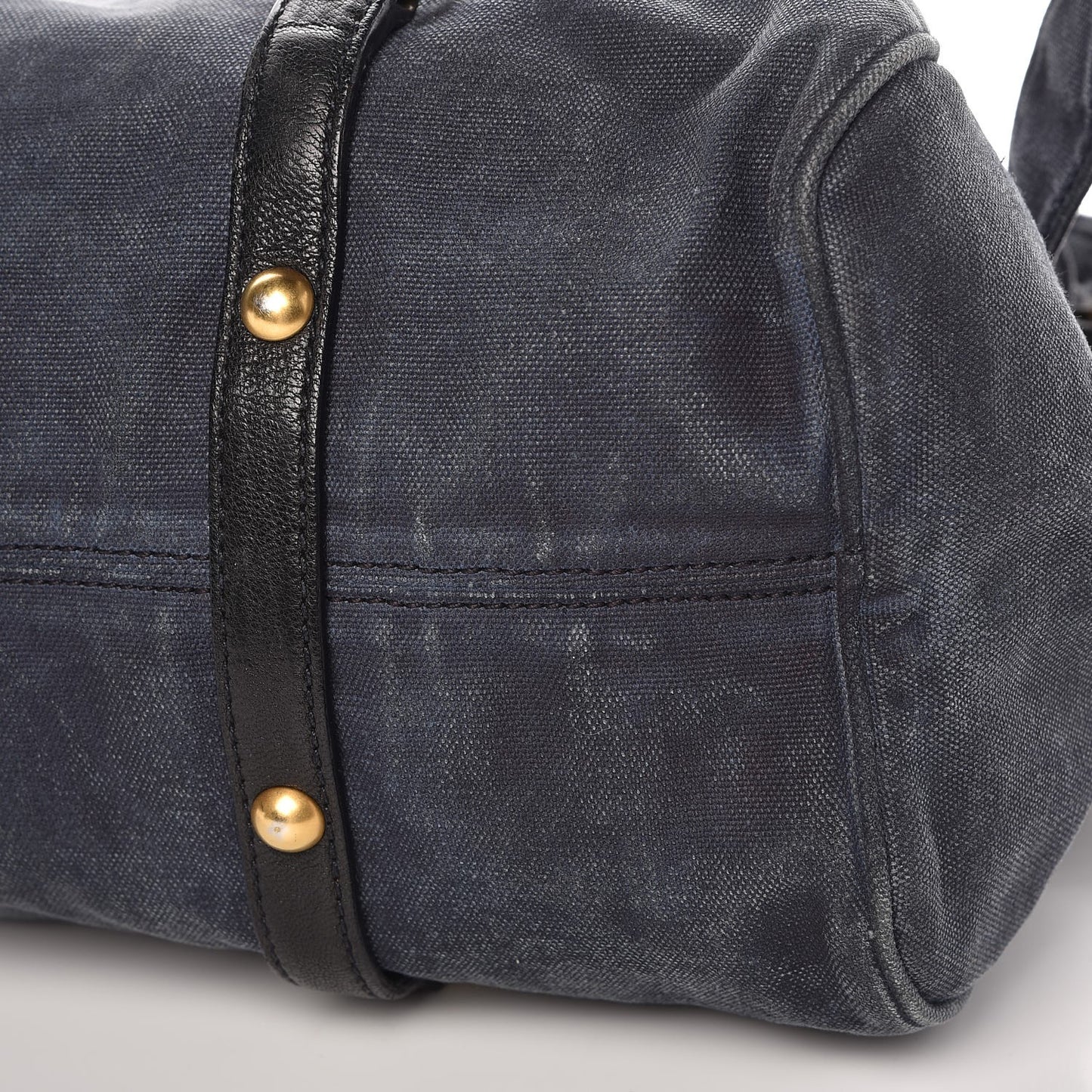 Washed Canvas Canapa Shopping Pattina Tote Bleuette