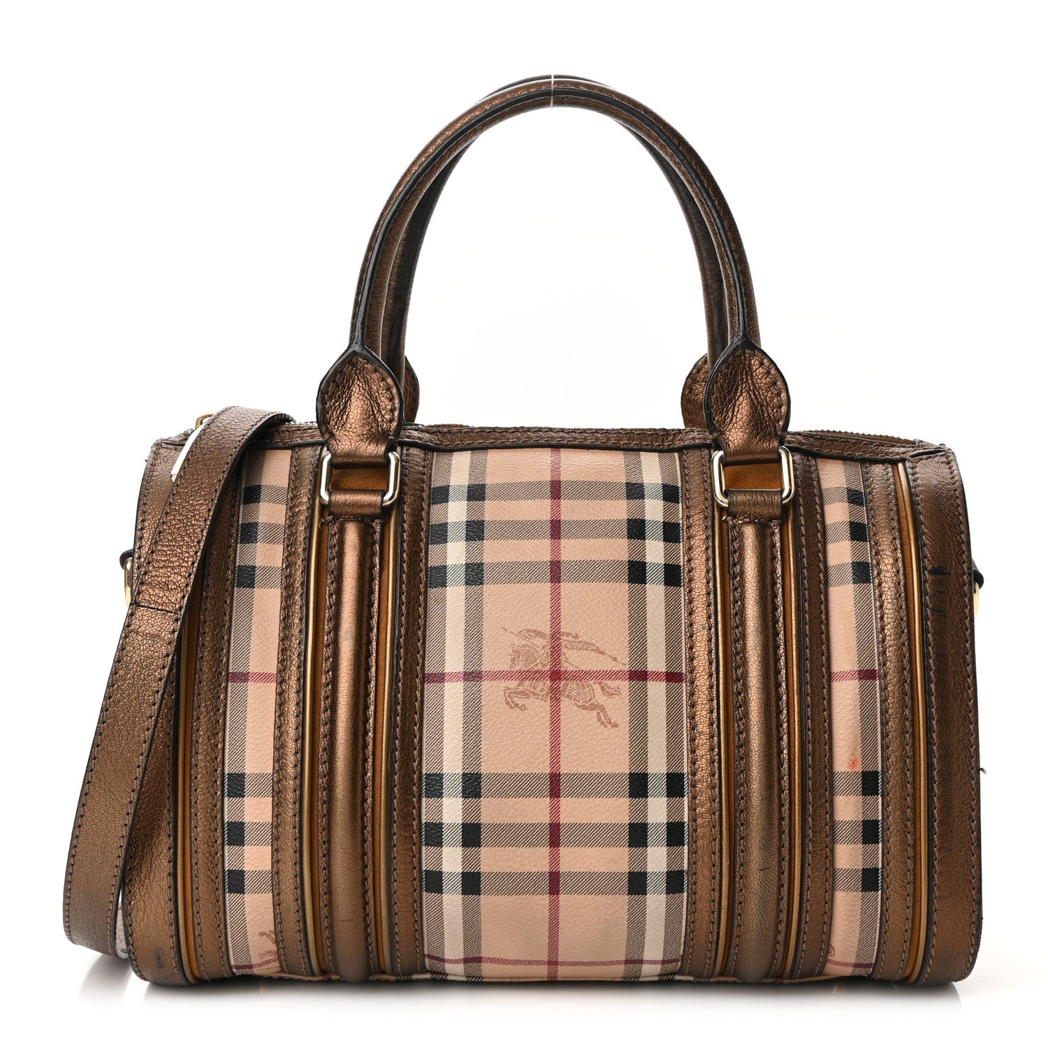 Burberry Haymarket Check Medium Alchester Bowling Bag Bronze 1 of 13
