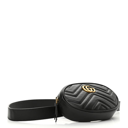 Gucci Calfskin Matelasse GG Marmont Belt Bag 85 34 Black 4 of 11