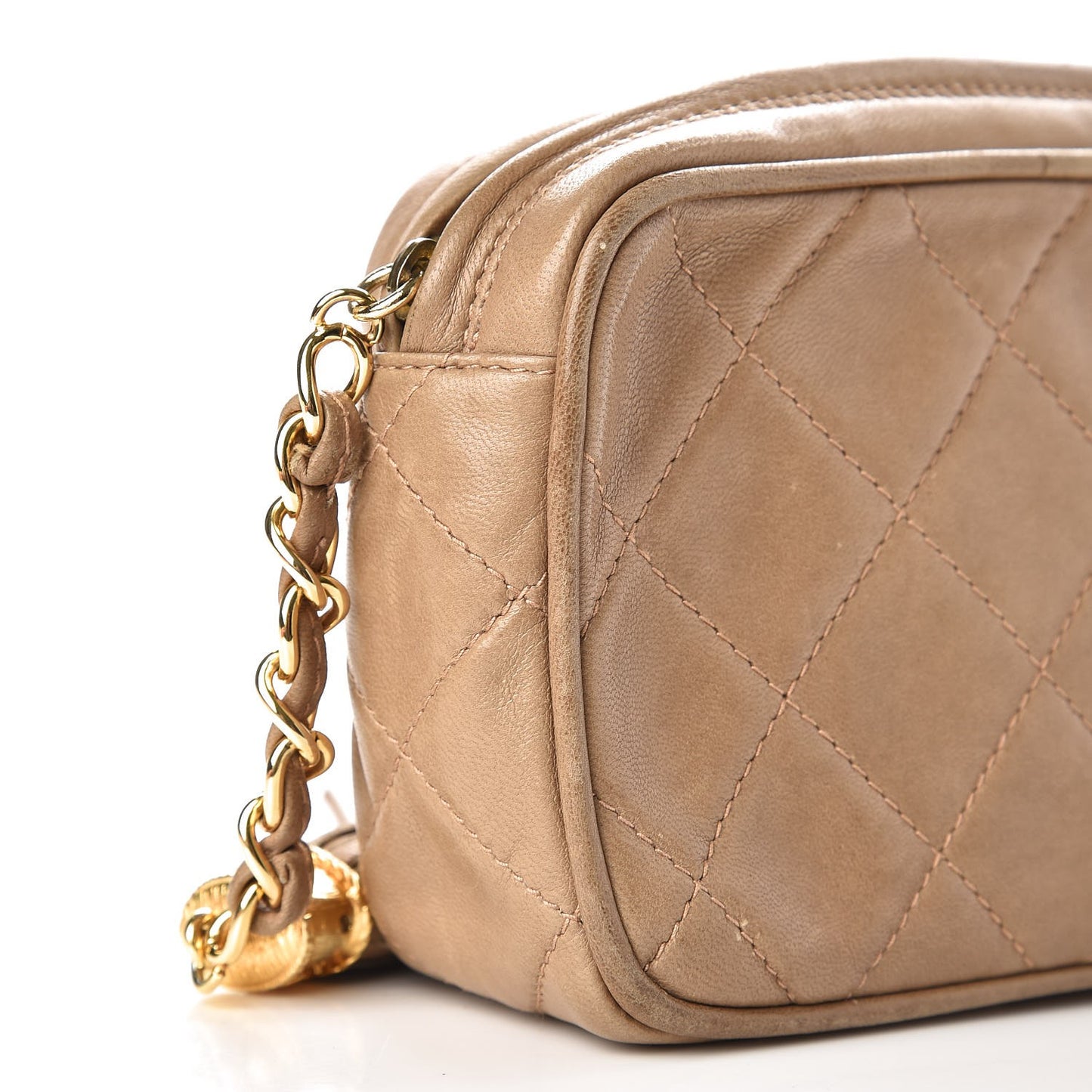 Lambskin Quilted Camera Case Beige