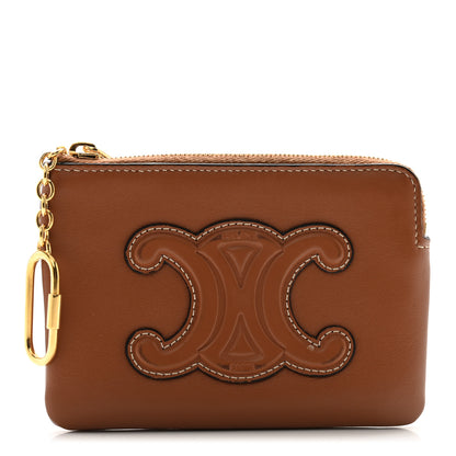 Celine Smooth Calfskin Cuir Triomphe Coin and Card Pouch With Hook Tan 1 of 8
