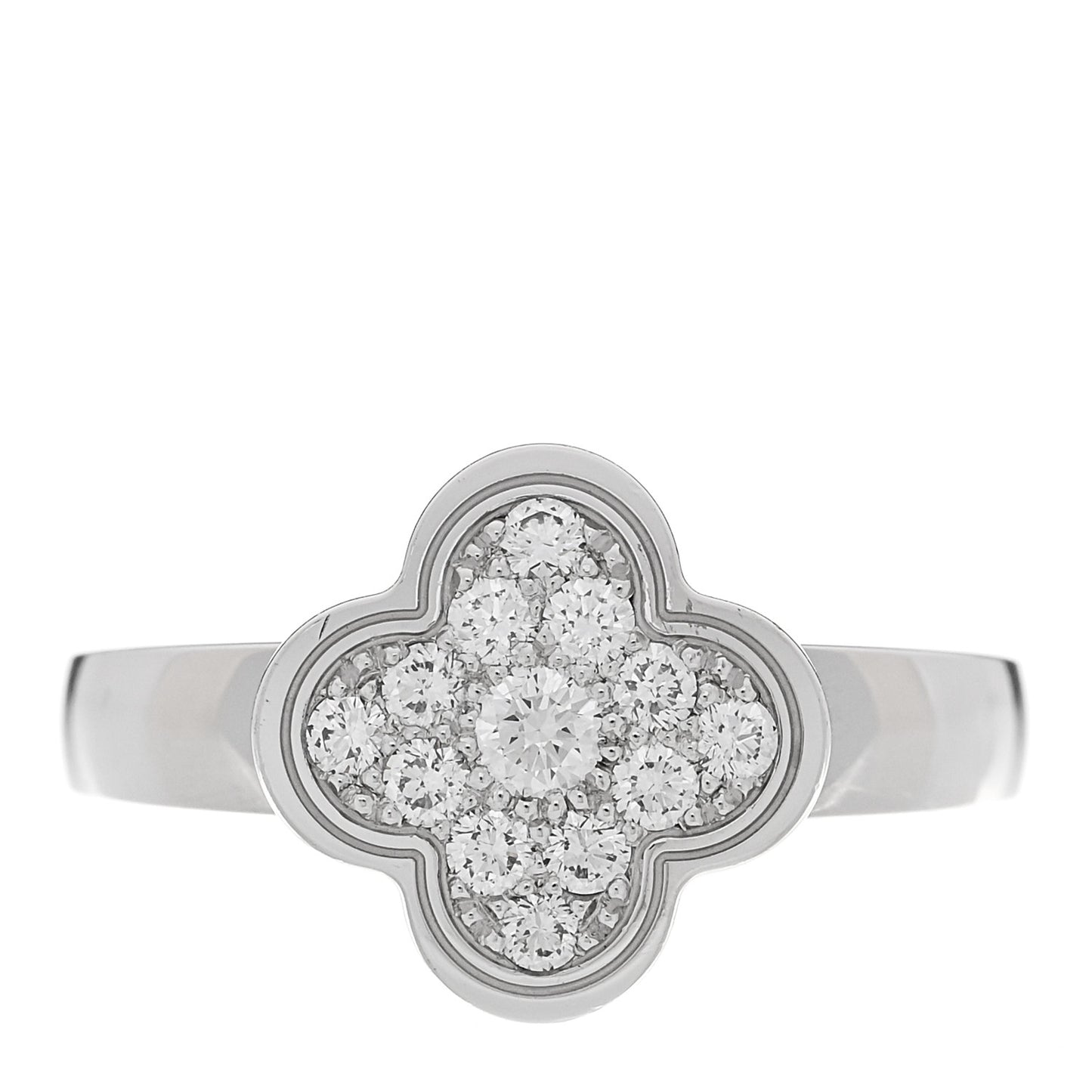 18K White Gold Diamond Pure Alhambra Ring  51 5.75