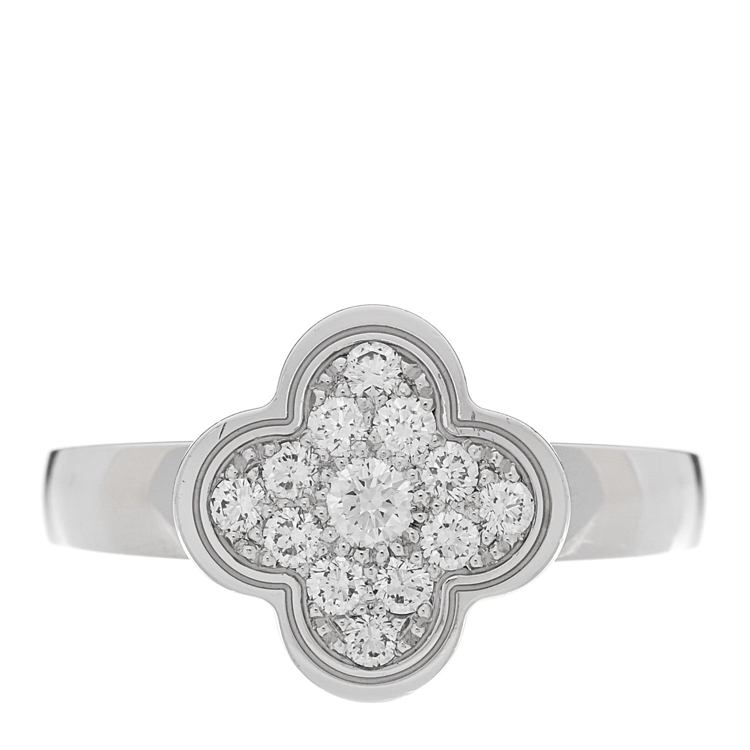 Van Cleef & Arpels 18K White Gold Diamond Pure Alhambra Ring  51 5.75 1 of 4