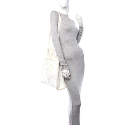 Telfar X UGG Crinkle Patent Shearling Medium Shopping Bag White 3 of 10