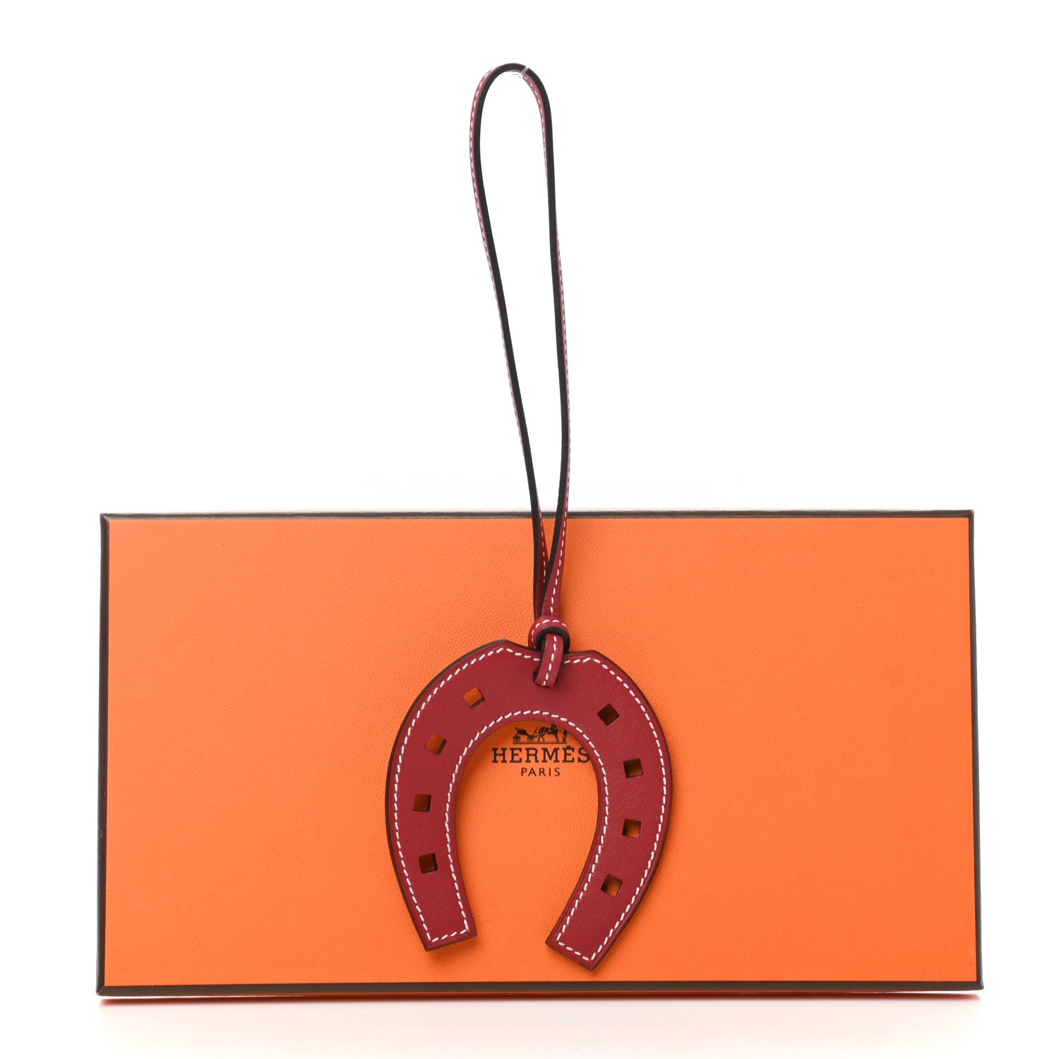 Hermes Swift Paddock Horseshoe Bag Charm Rouge Grenat 4 of 4