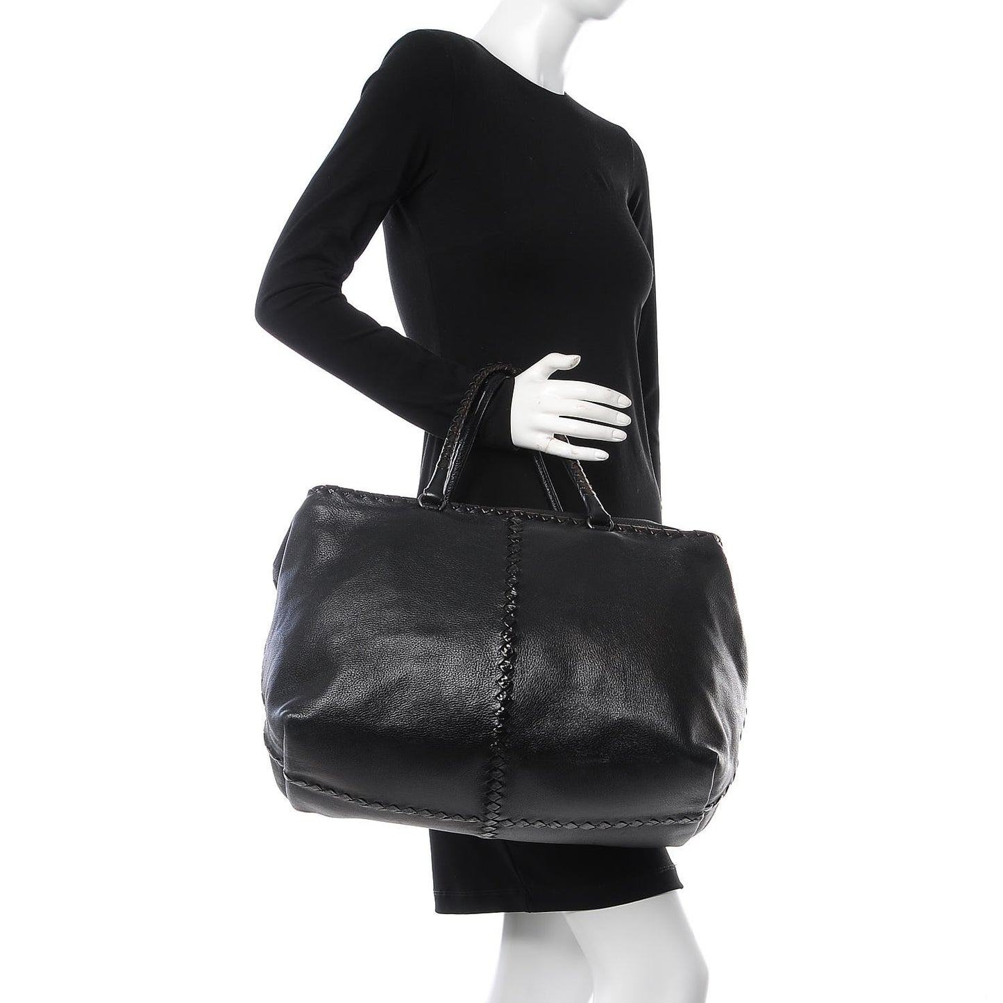 Cervo Intrecciato Brick Tote Black
