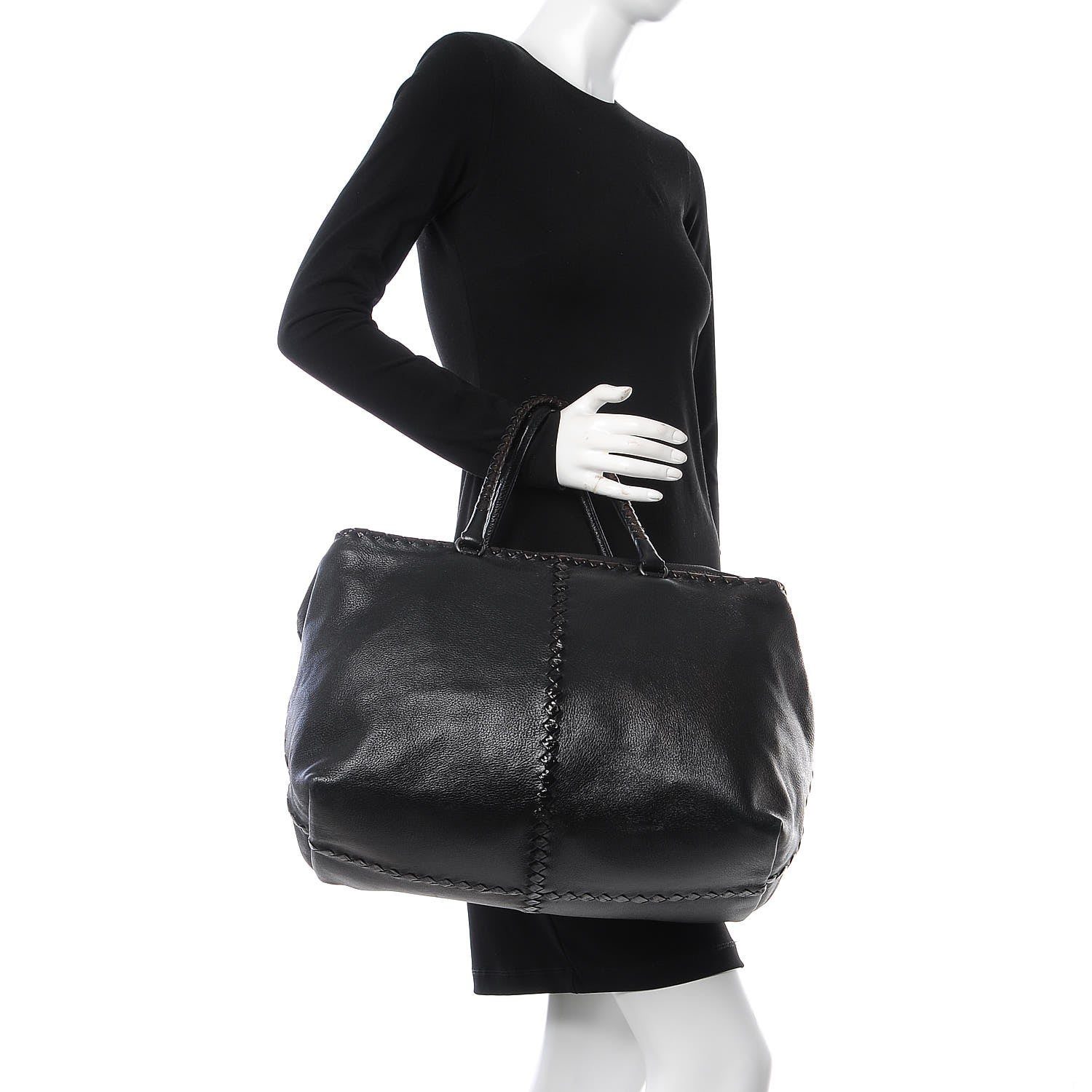 Bottega Veneta Cervo Intrecciato Brick Tote Black 2 of 9