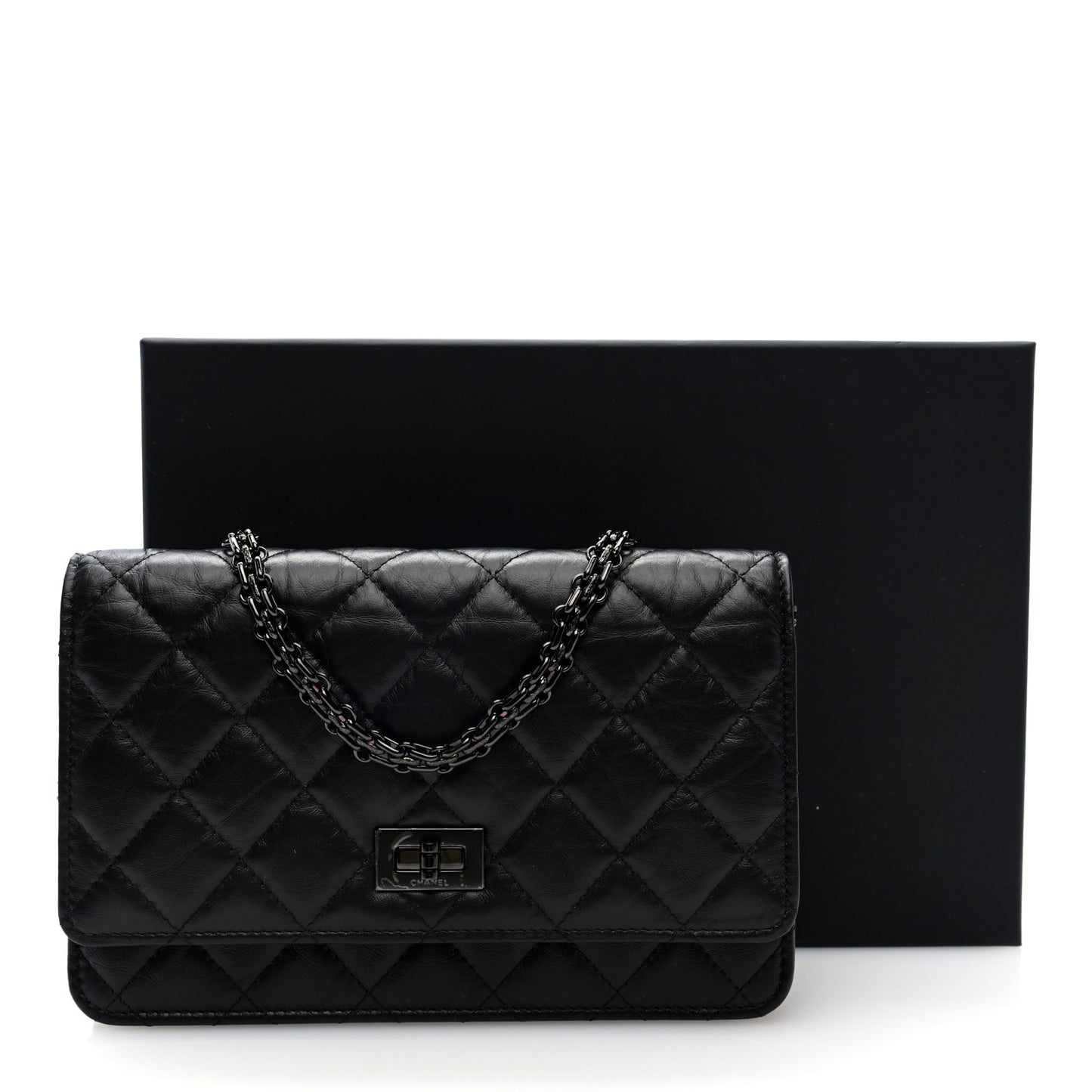 Aged Calfskin Quilted Reissue Wallet On Chain WOC So Black