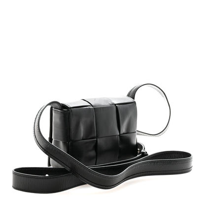 Bottega Veneta Crinkled Lambskin Maxi Intrecciato Extra Mini Cassette Crossbody Bag Black 3 of 9