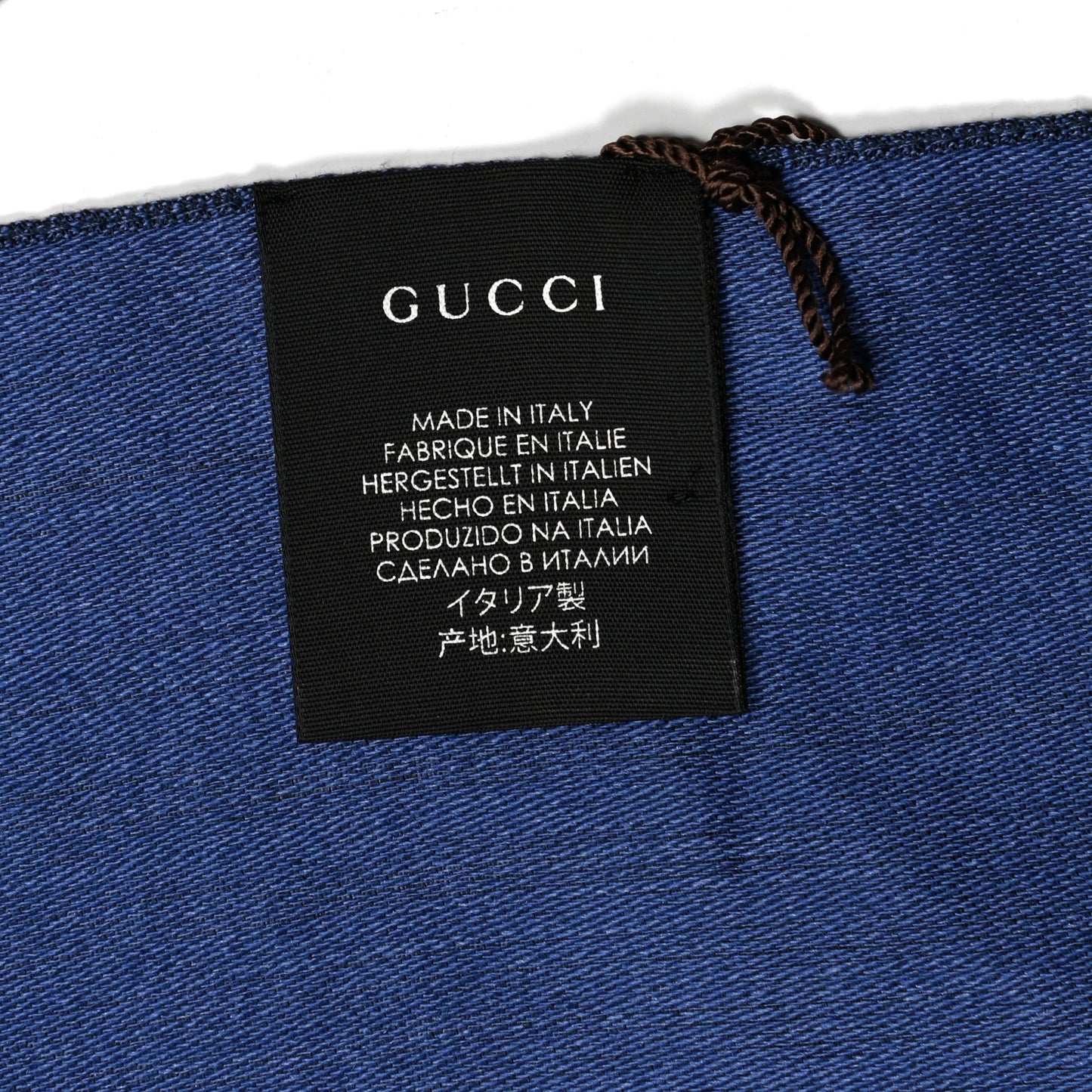 Wool Silk Jacquard Monogram Scarf Blue