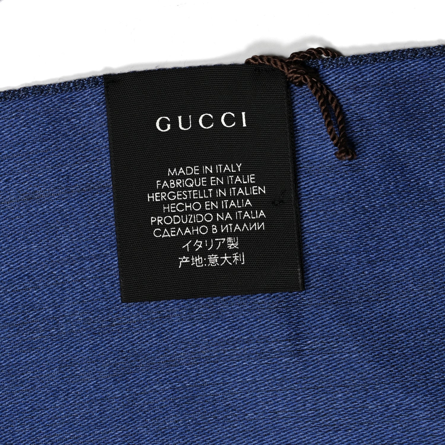 Gucci Wool Silk Jacquard Monogram Scarf Blue 3 of 4