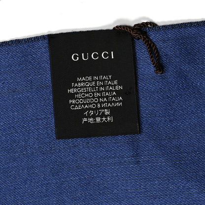Gucci Wool Silk Jacquard Monogram Scarf Blue 3 of 4