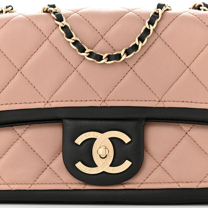 Chanel Lambskin Quilted Small Graphic Flap Beige Black 8 of 11