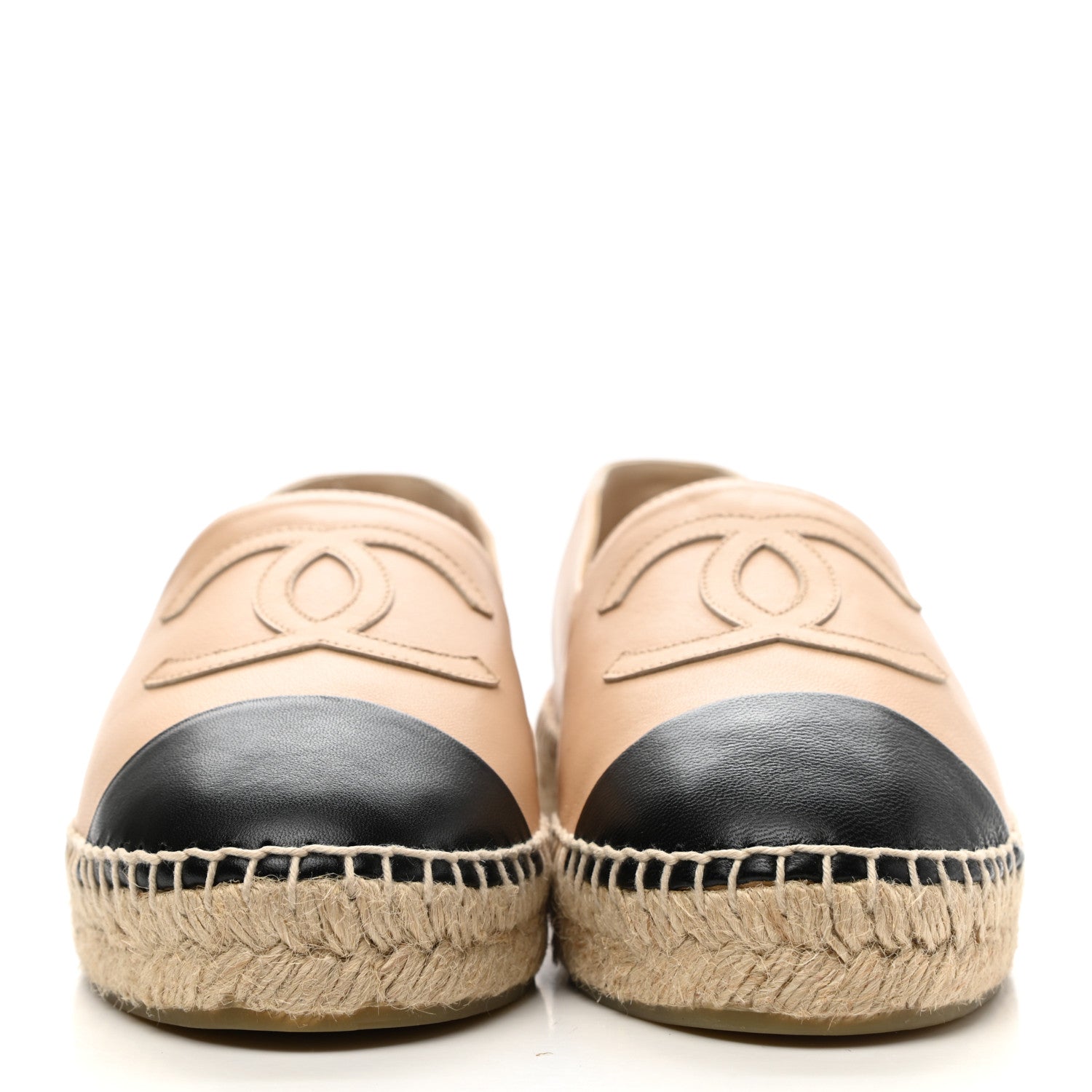 Chanel Lambskin CC Espadrilles 39 Beige Black 2 of 11