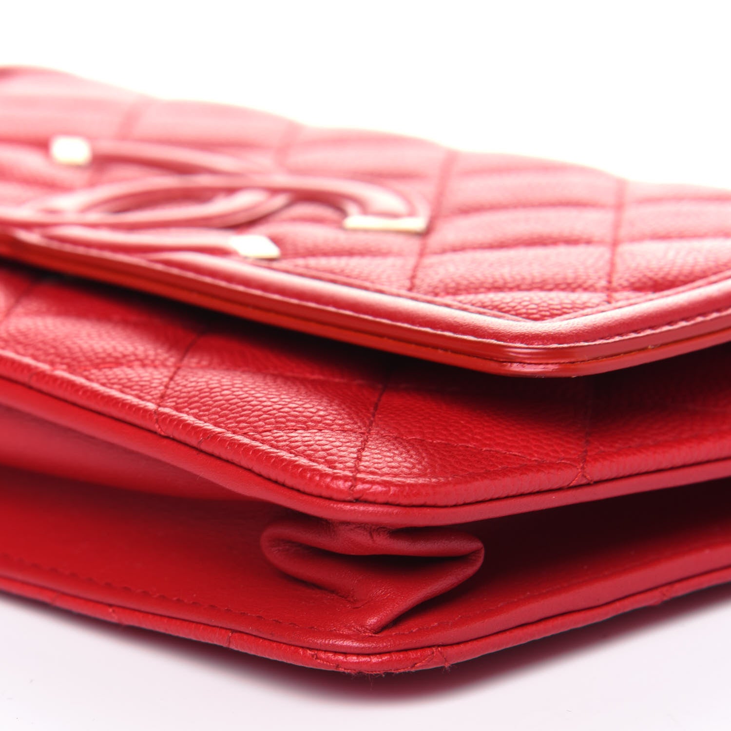 Chanel Caviar Quilted CC Filigree Wallet On Chain WOC Red 10 of 12
