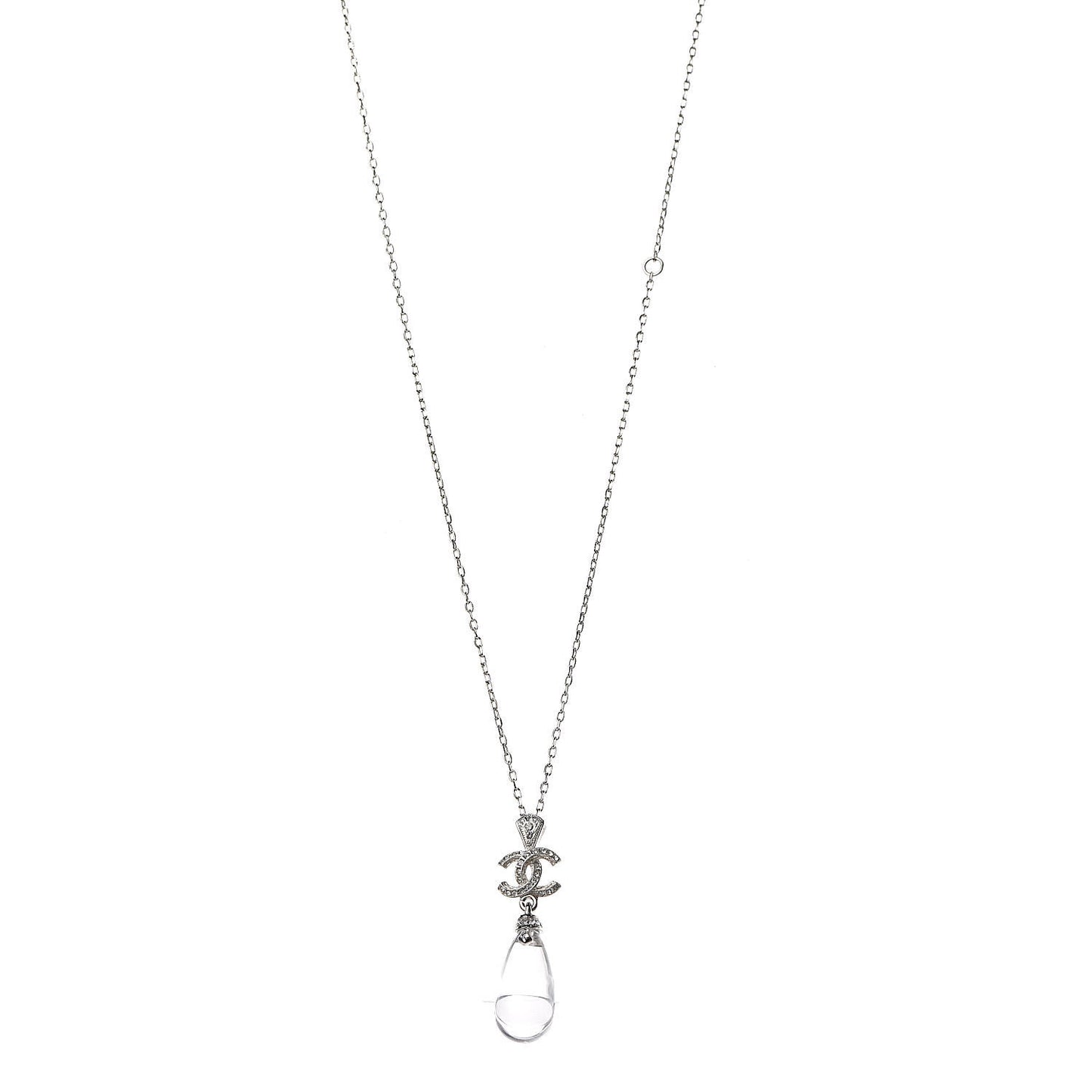 CC Crystal Teardrop Necklace Silver