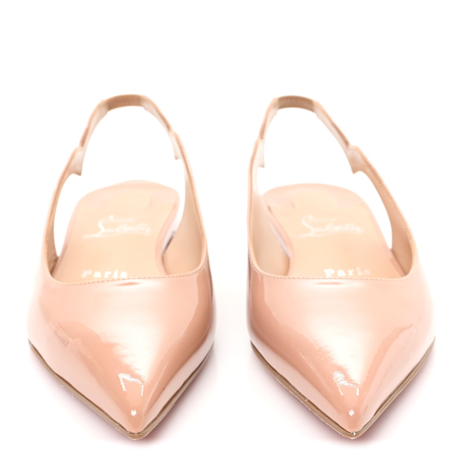 Christian Louboutin Patent Hot Chickita Slingback Flats 35.5 Nude 3 of 9