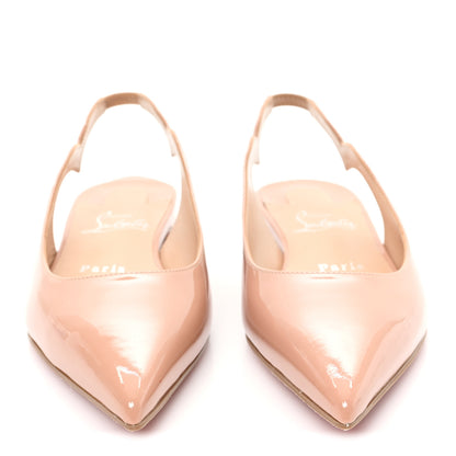 Christian Louboutin Patent Hot Chickita Slingback Flats 35.5 Nude 3 of 9