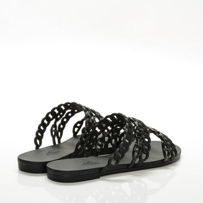 Hermes Rubber Chaine d'Ancre Nude Sandals 37 Black 4 of 7