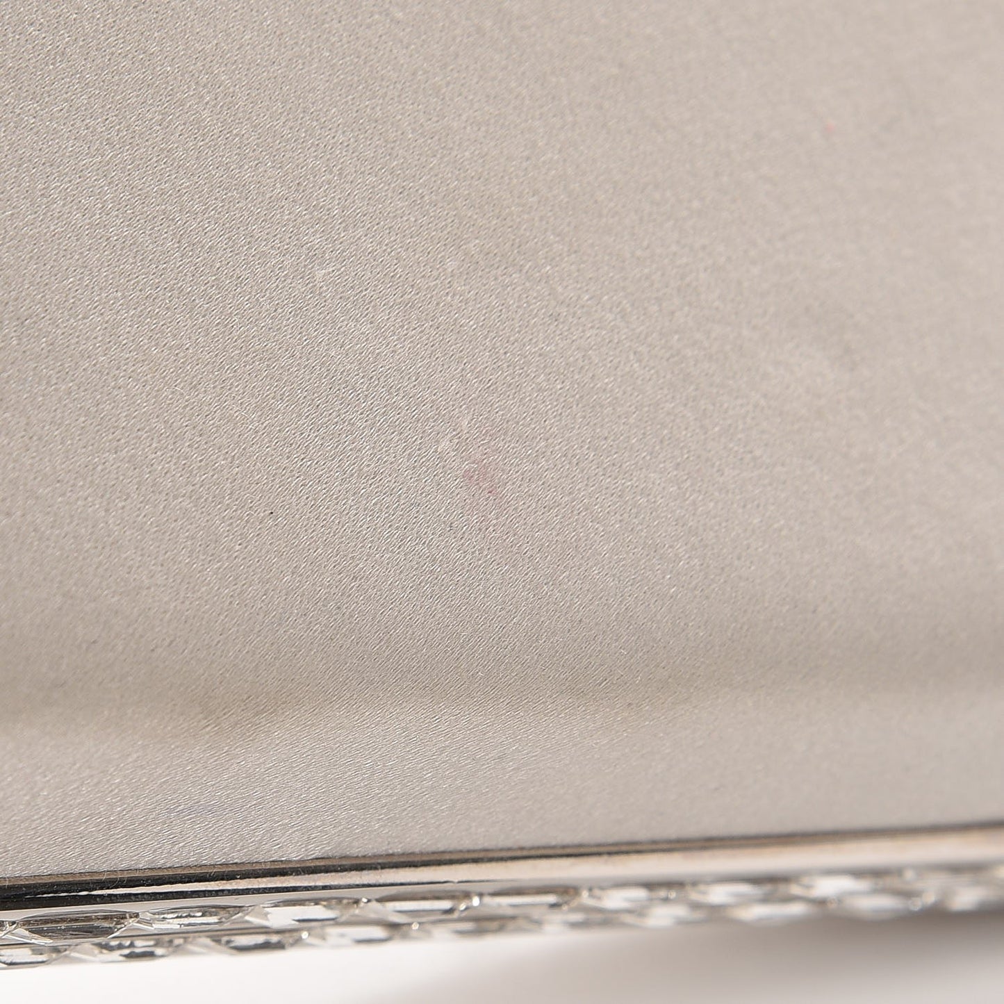 Satin Crystal Framed Evening Clutch Silver