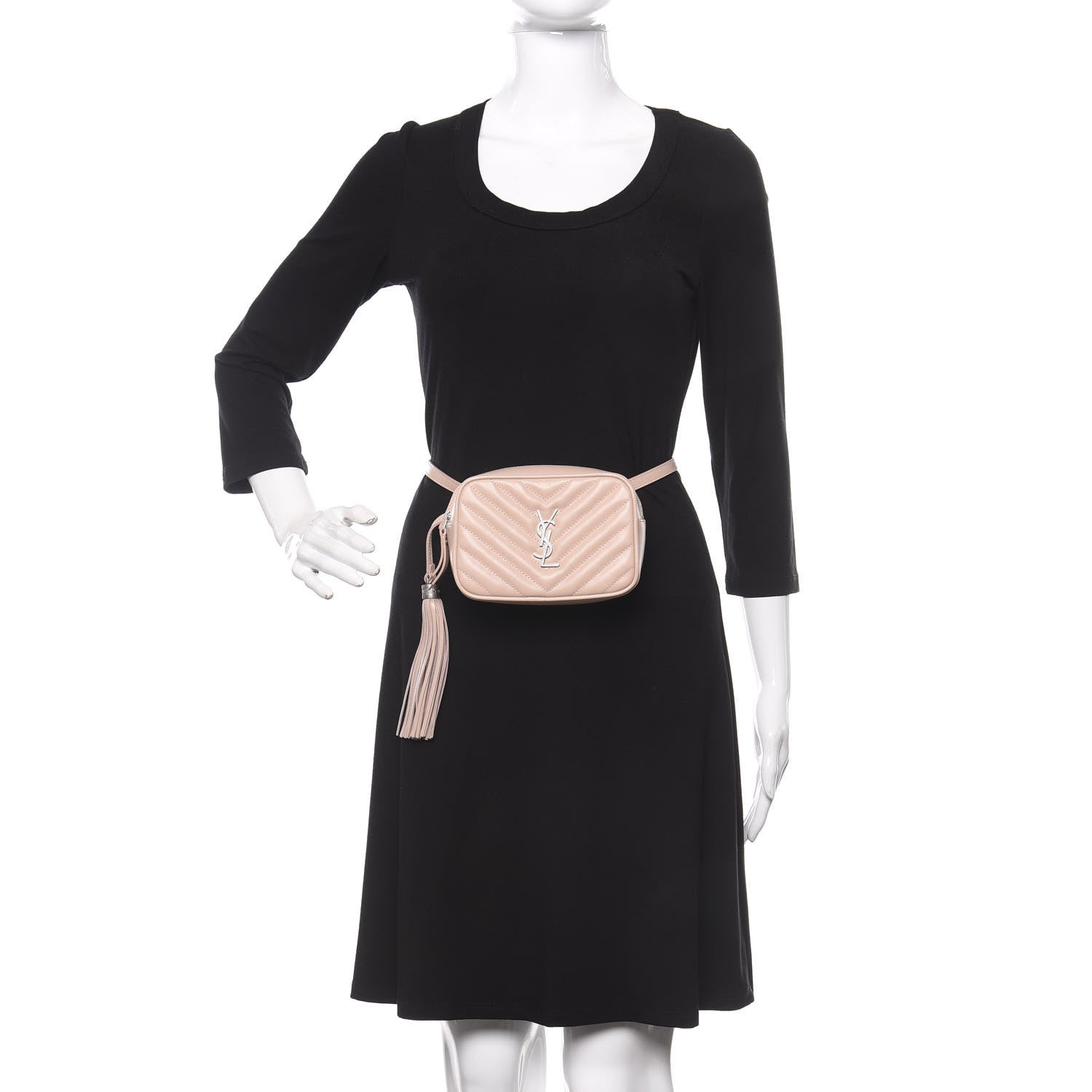 Saint Laurent Calfskin Matelasse Monogram Lou Belt Bag Rose Poudre 2 of 11