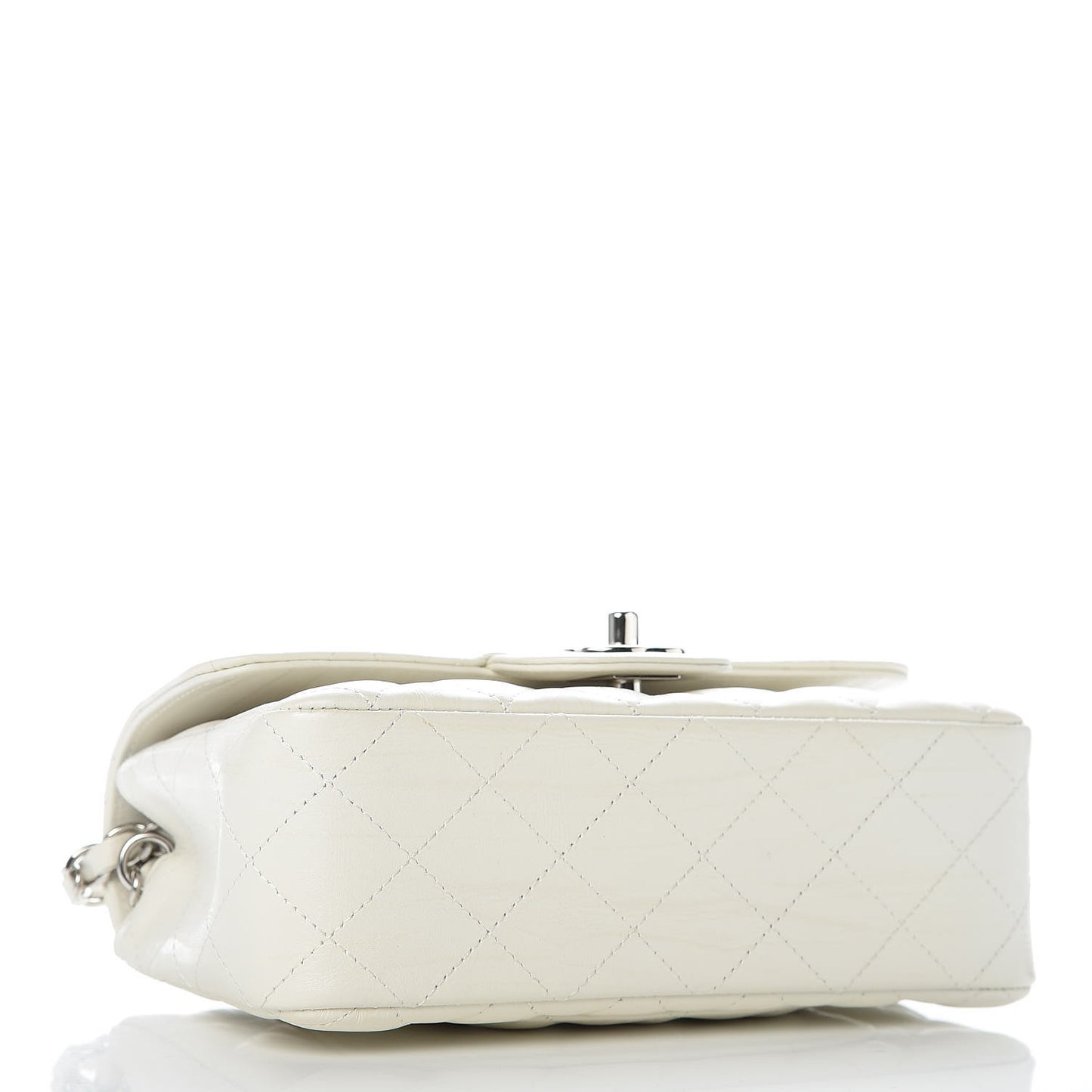 Calfskin Quilted Mini Rectangular Flap White