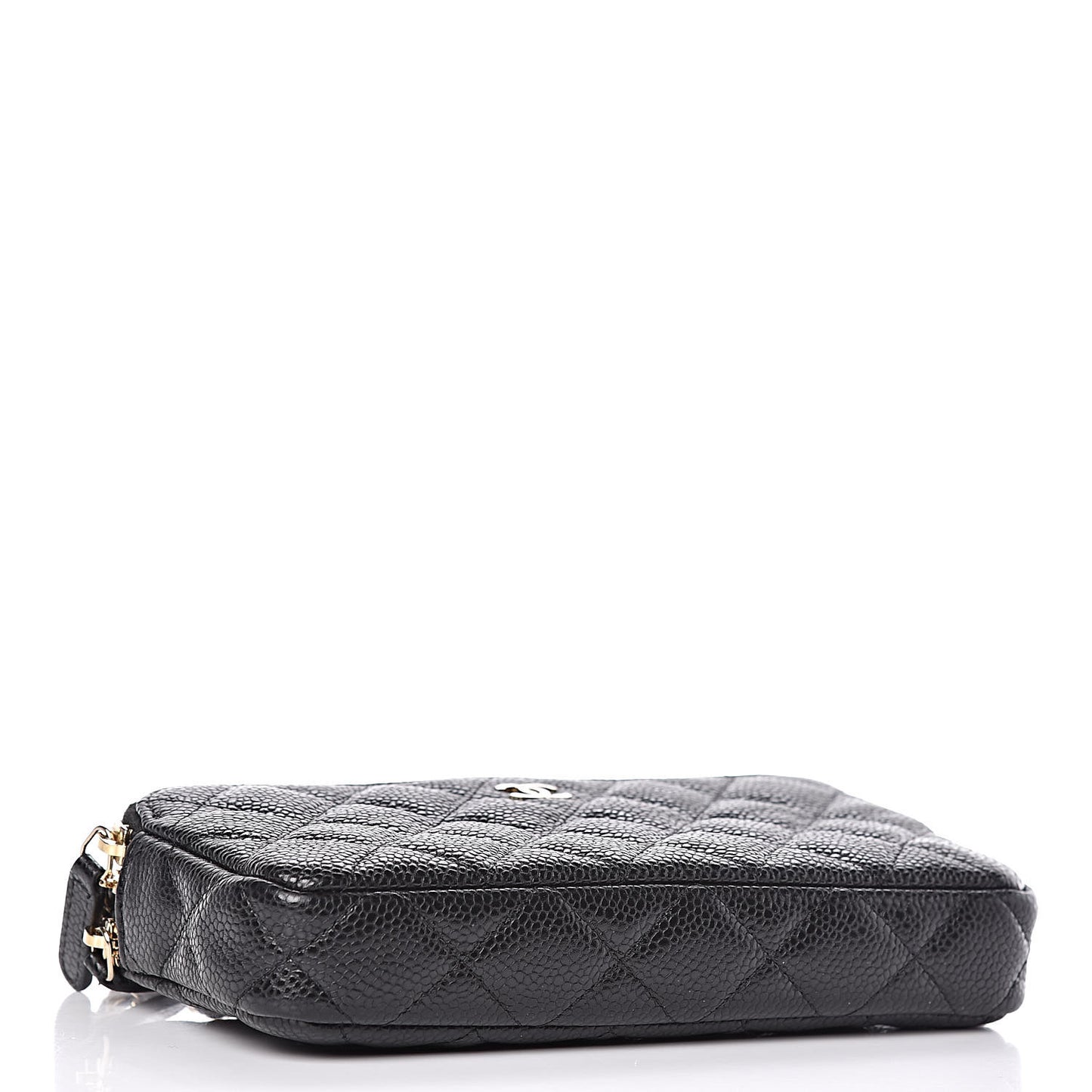 Caviar Quilted Small Clutch With Chain Black