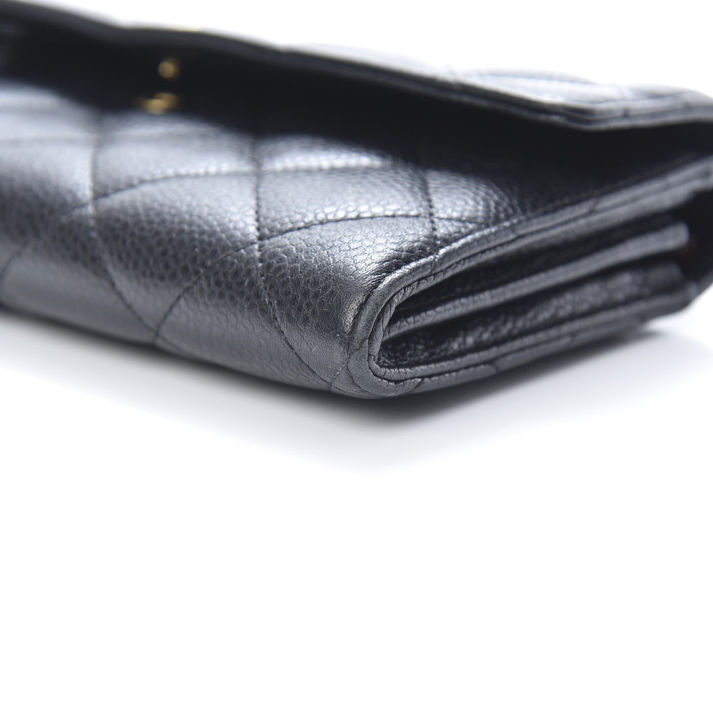 Caviar Quilted Large Gusset Flap Wallet Black