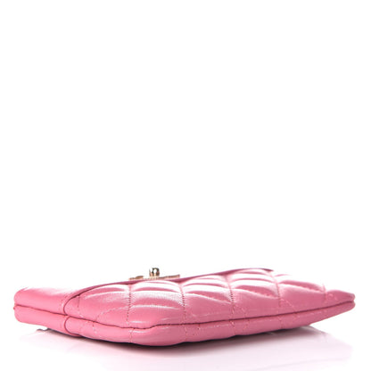 Chanel Sheepskin Quilted Small Vintage Mademoiselle Cosmetic Case Dark Pink 4 of 8