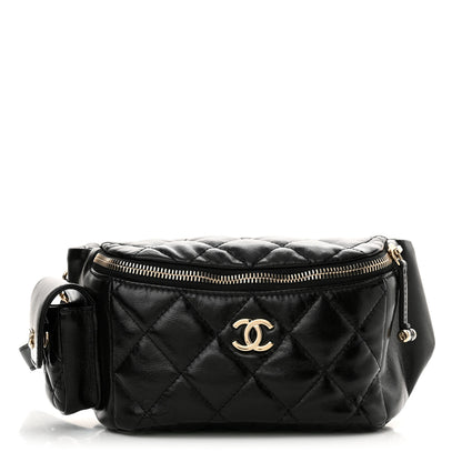 Chanel Shiny Aged Calfskin Quilted Utility Waist Belt Bag Black 1 of 11