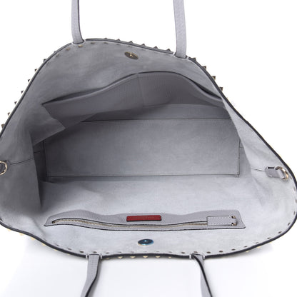 Valentino Garavani Grained Calfskin Rockstud Shoulder Tote Pastel Grey 5 of 8